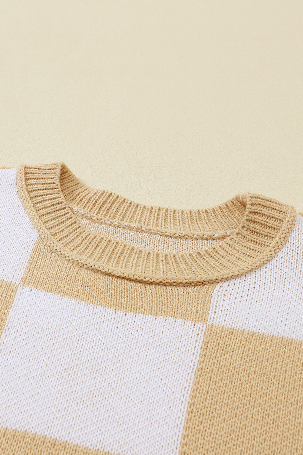 Khaki Plaid Bishop Sleeve Pullover Sweater - Greta Bean & Co.