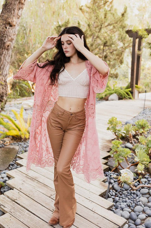 Crochet Open Patch Longline Kimono Greta Bean & Co.