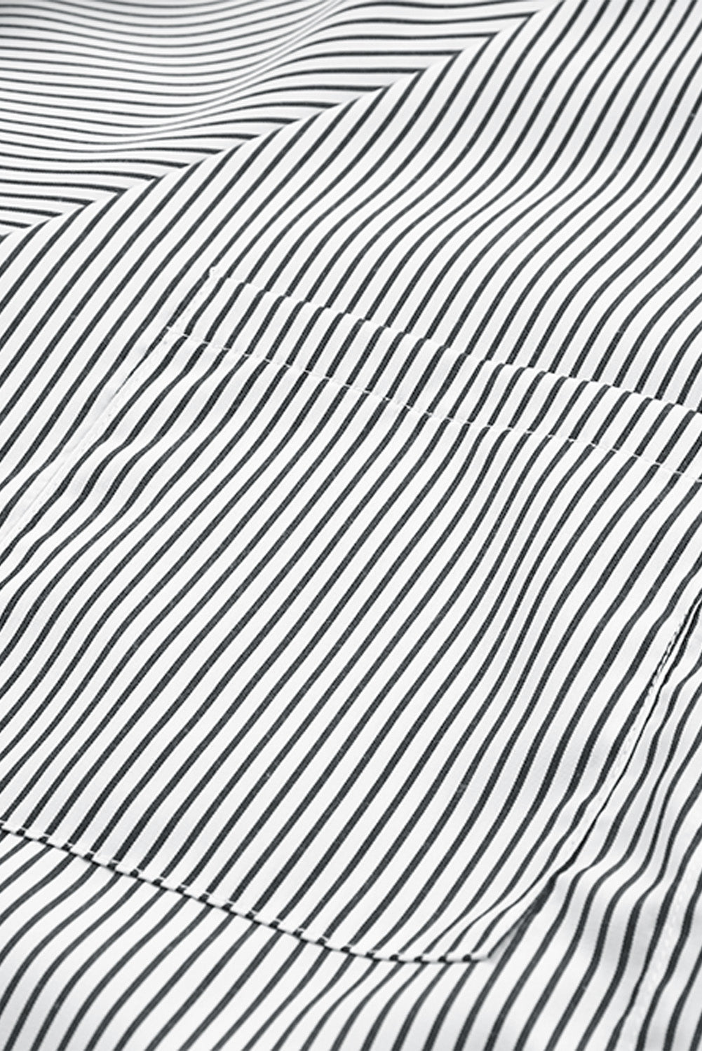 Black Striped Casual Shirred Cuffs Shirt Greta Bean & Co.