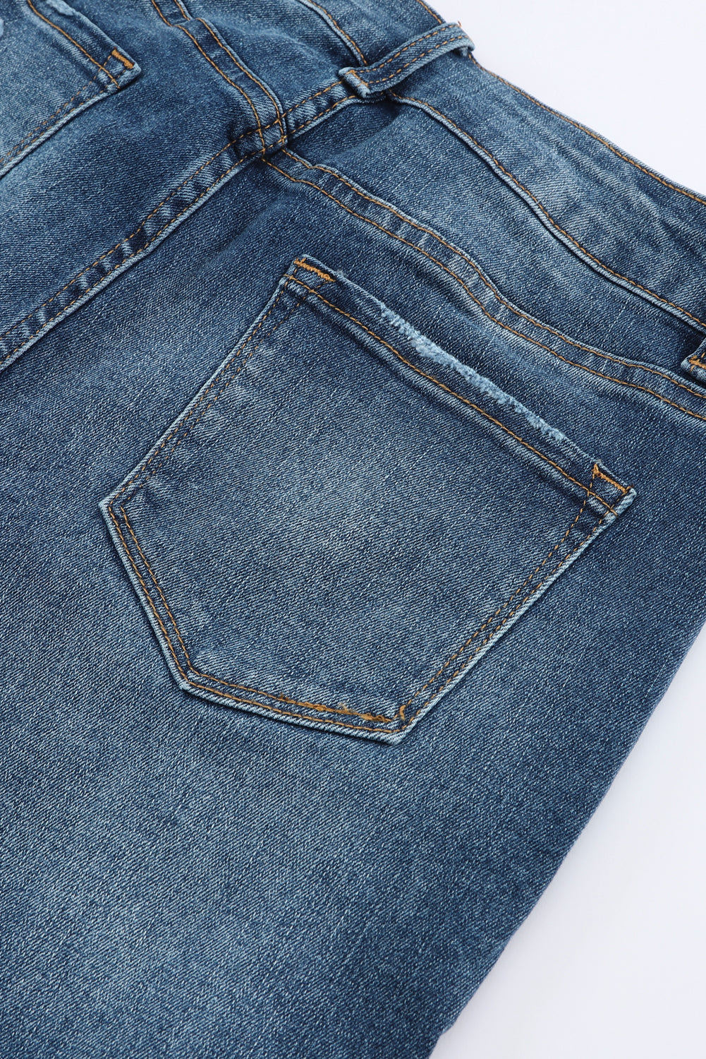 Blue Distressed Button Fly High Waist Skinny Jeans Greta Bean & Co.