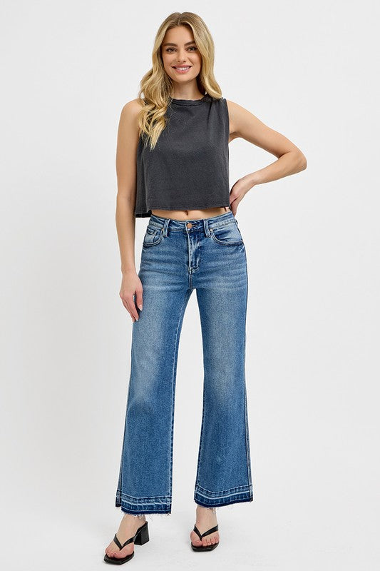RISEN Raw Hem Ankle Bootcut Jeans - Greta Bean & Co.