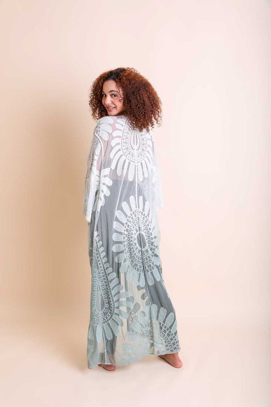 Ombre Bohemian Lace Kimono Greta Bean & Co.