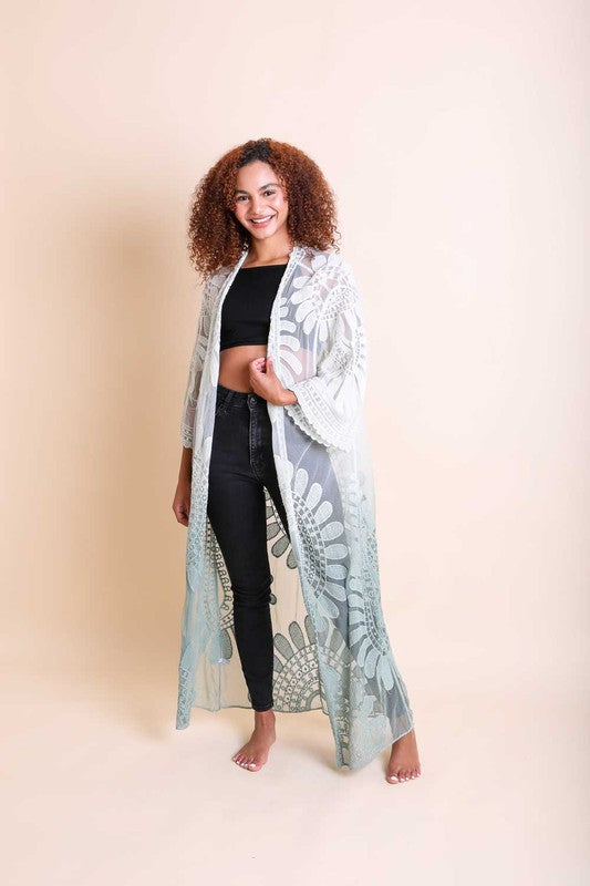 Ombre Bohemian Lace Kimono Greta Bean & Co.