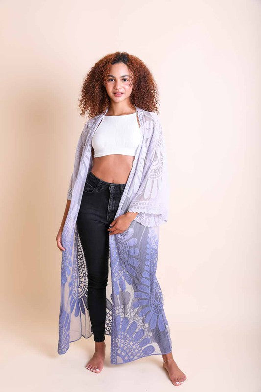 Ombre Bohemian Lace Kimono Greta Bean & Co.