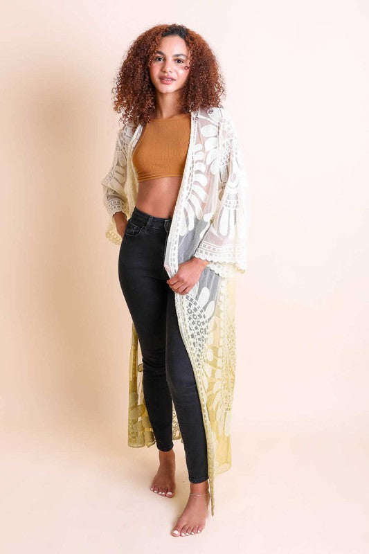 Ombre Bohemian Lace Kimono Greta Bean & Co.