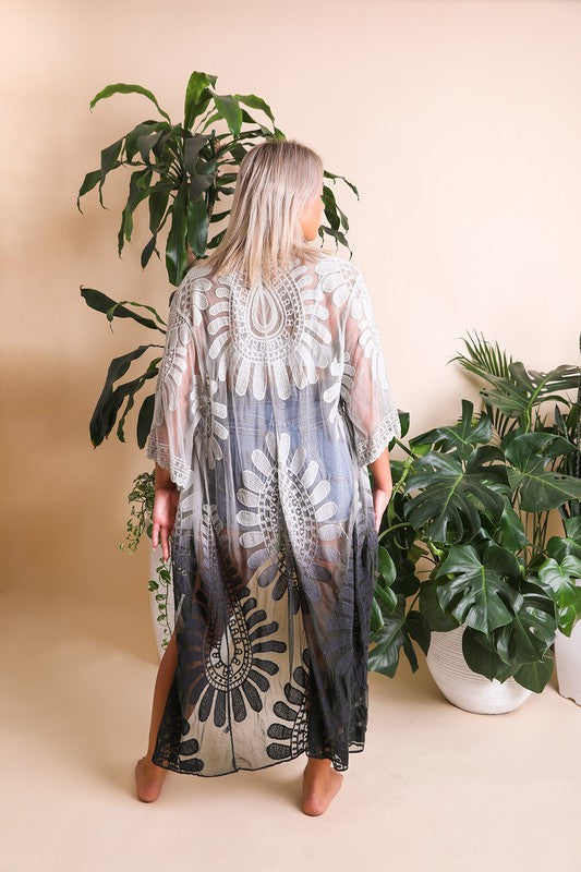 Ombre Bohemian Lace Kimono Greta Bean & Co.