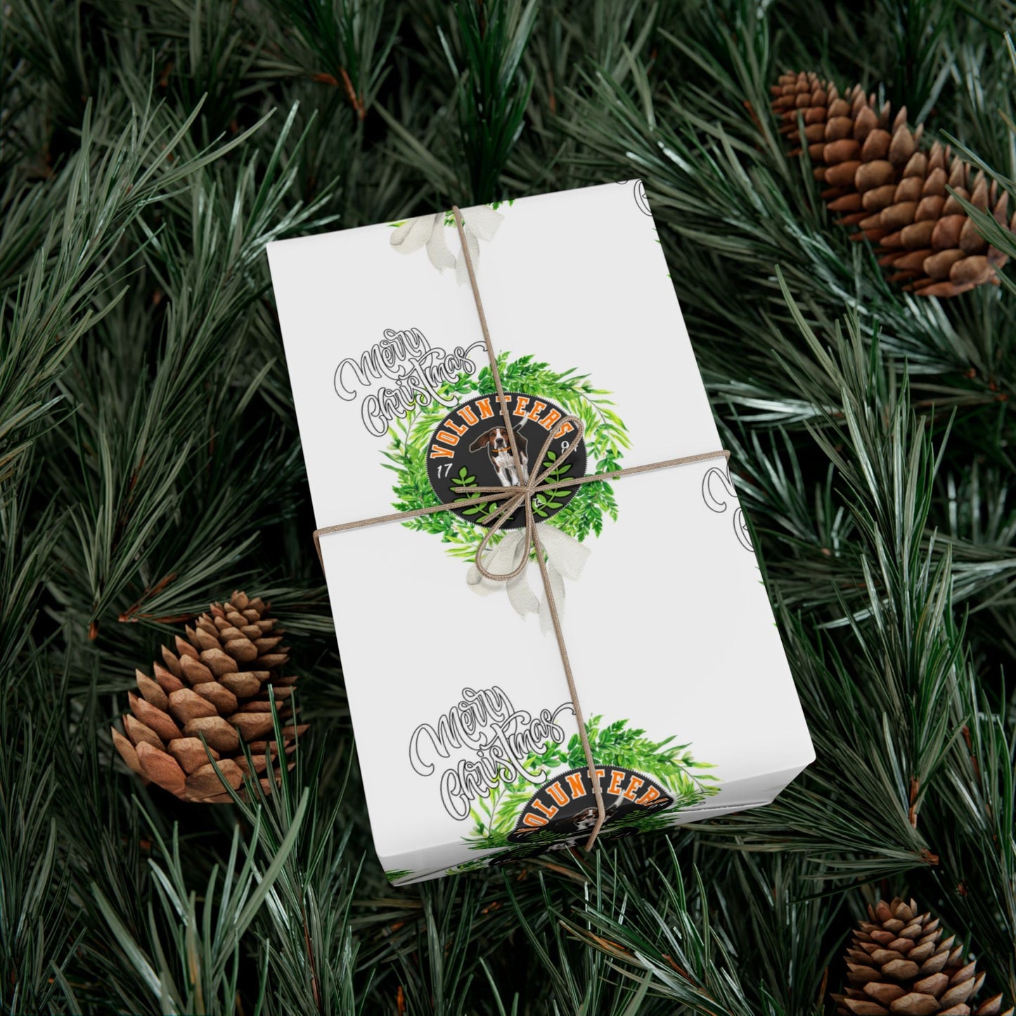 Christmas Wreath Tennessee VOLS Wrapping Paper Printify