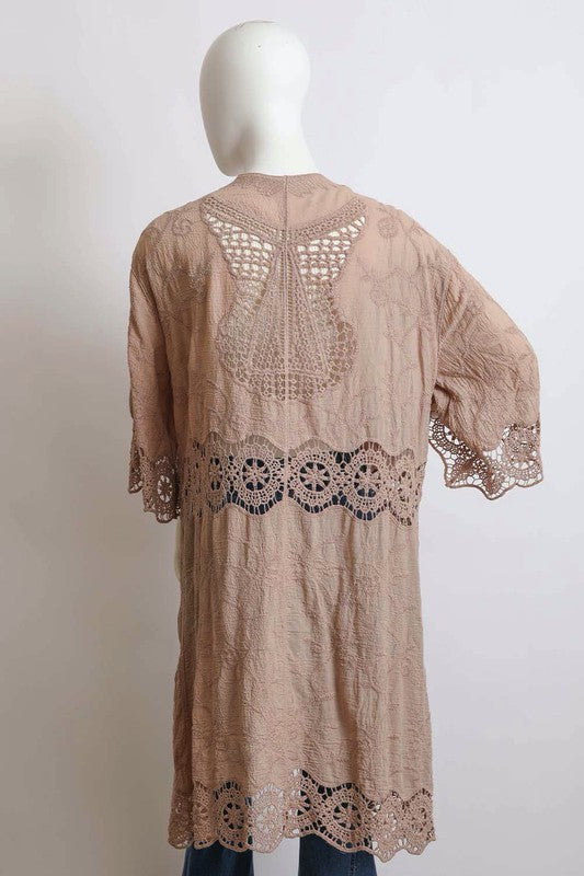 Crochet Open Patch Longline Kimono Greta Bean & Co.