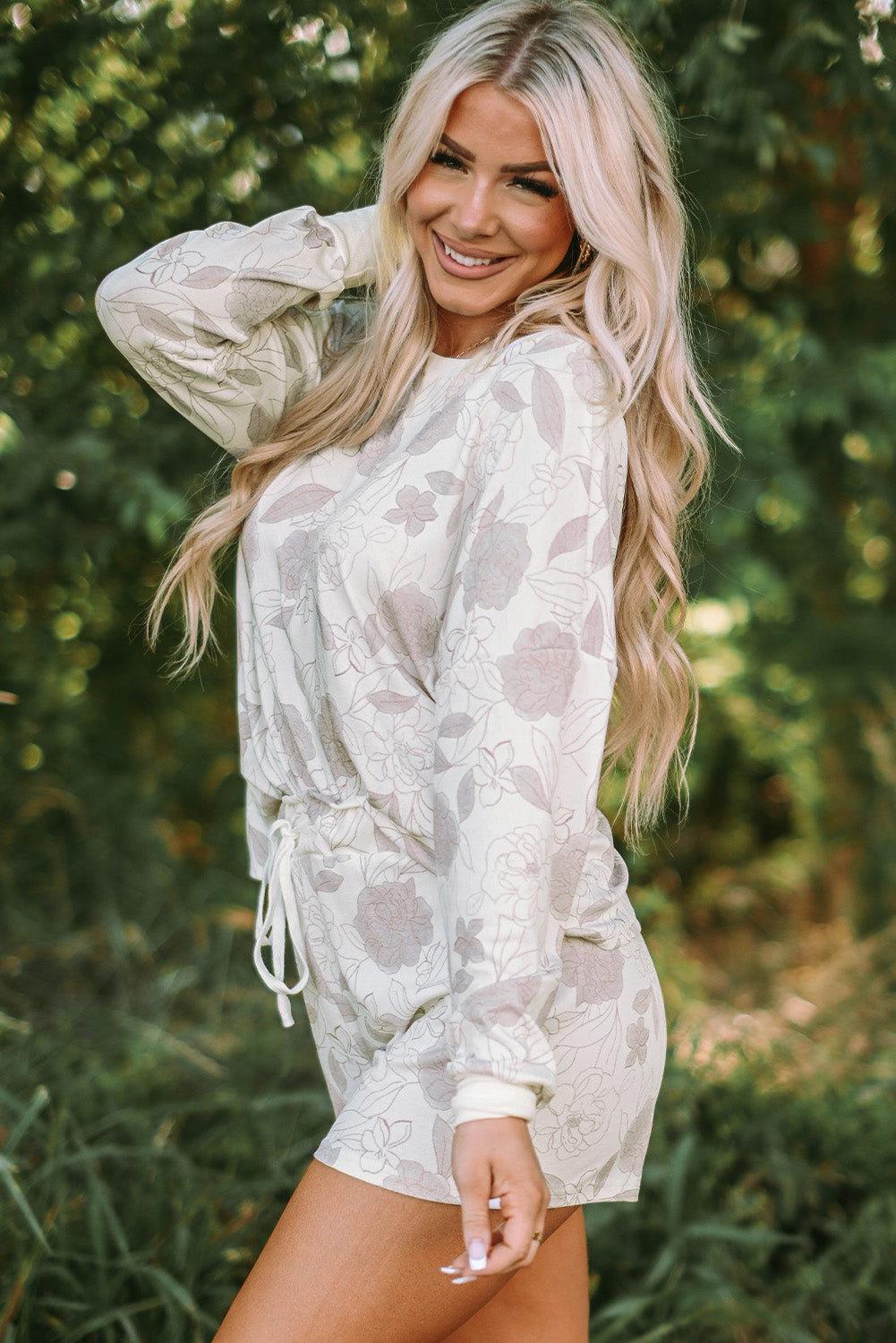 Floral Print Long Sleeve Top and Shorts Lounge Set Greta Bean & Co.