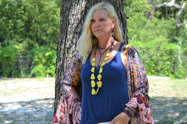 Double Strand Blue Lapis with Copper Feather - Greta Bean & Co.