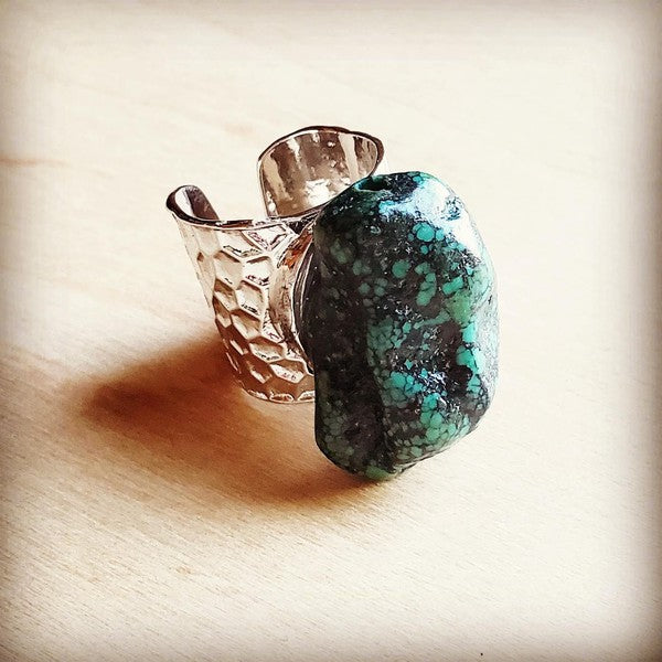 Natural Turquoise Chunk on Cuff Ring - Greta Bean & Co.