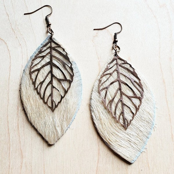Oval Earrings in Blond Hair w/ Copper Feather The Jewelry Junkie