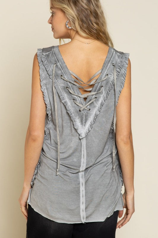 Criss-cross Lace-up Open Back Tank Top POL