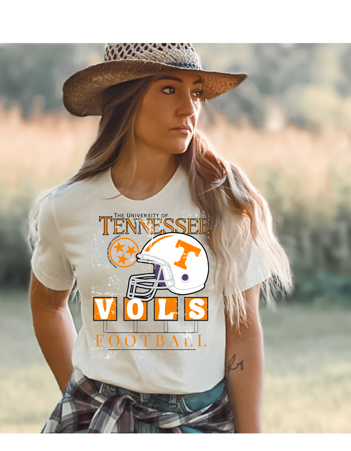 Distressed White TN Vols Scoreboard T Shirt - Greta Bean & Co.