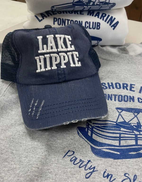 Lake Hippie Embroidered Trucker Hat Ocean and 7th
