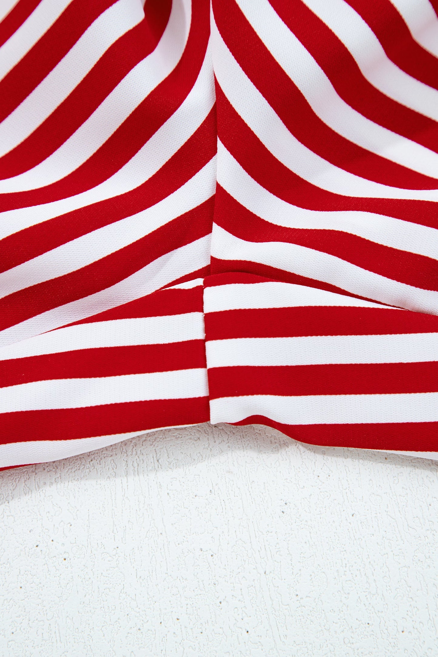 Red Stripe Contrast Velvet Trim Bow Knot Waist 2pcs Pajama Set Dear-Lover Dropshipping