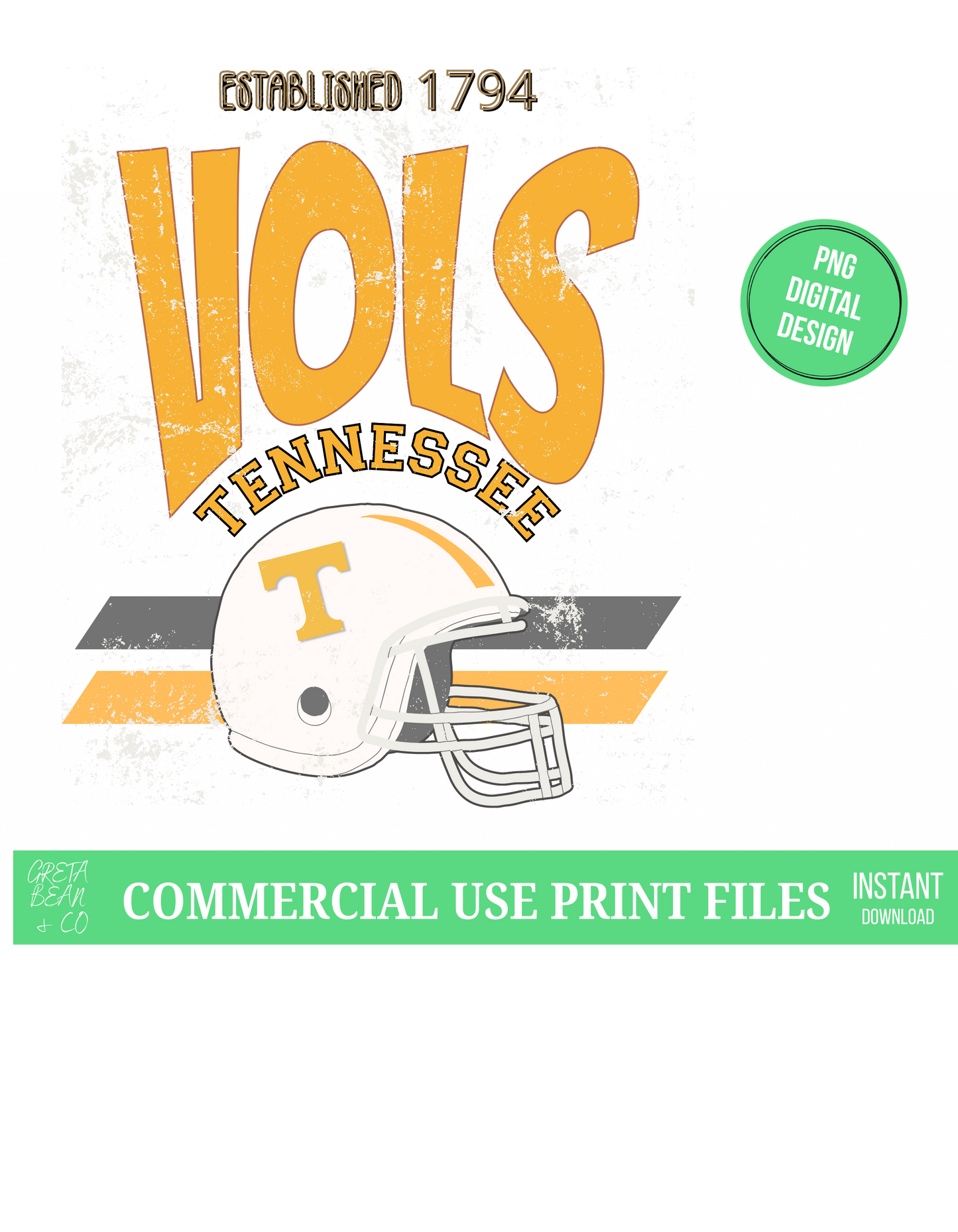 TN Vols Retro Helmet Digital Art - Greta Bean & Co.
