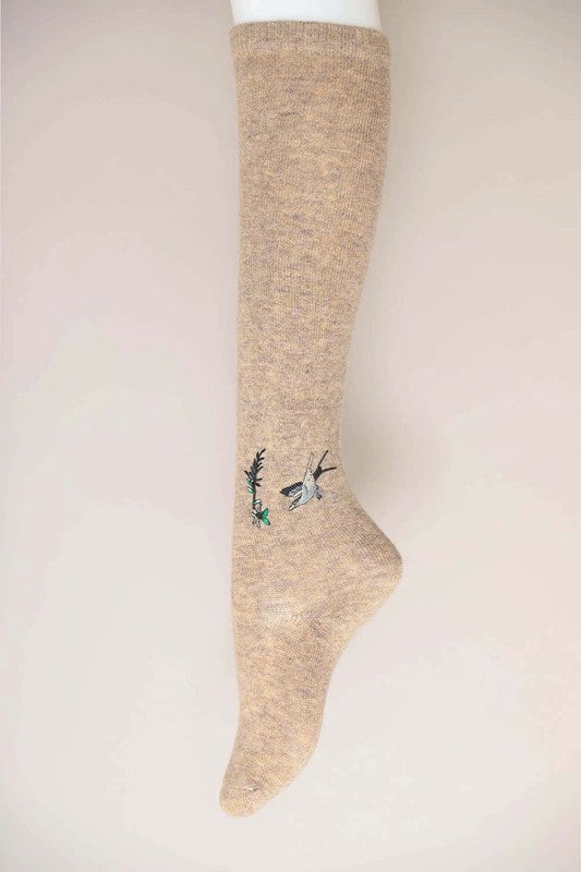Hummingbird Wool Knee High Socks Greta Bean & Co.