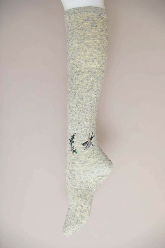 Hummingbird Wool Knee High Socks Greta Bean & Co.
