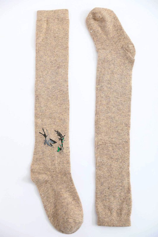 Hummingbird Wool Knee High Socks Greta Bean & Co.