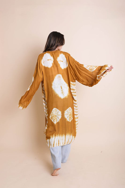 Tie-Dye Longline Kimono with Full Sleeves Leto Accessories