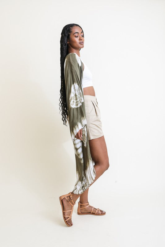 Tie-Dye Longline Kimono with Full Sleeves Leto Accessories