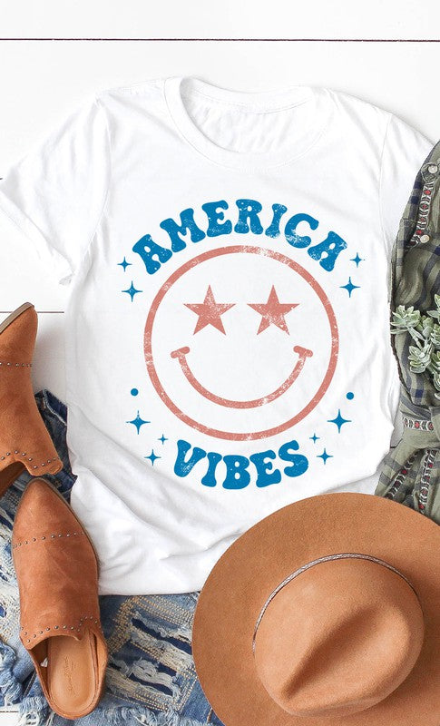 Vintage America Vibes Smiley Graphic Tee Kissed Apparel