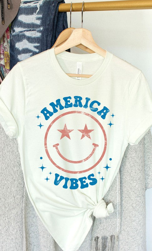 Vintage America Vibes Smiley Graphic Tee Kissed Apparel