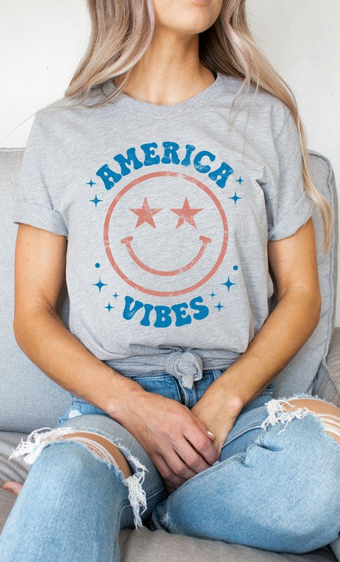 Vintage America Vibes Smiley Graphic Tee Kissed Apparel