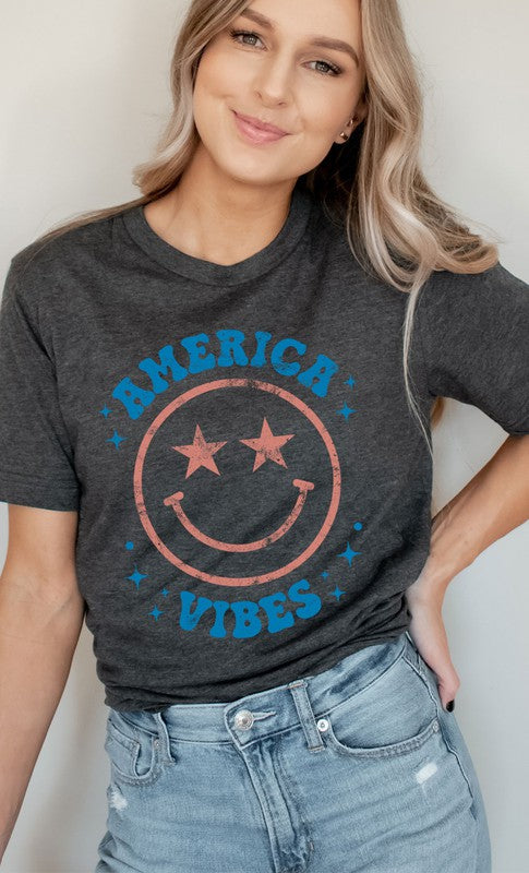 Vintage America Vibes Smiley Graphic Tee Kissed Apparel