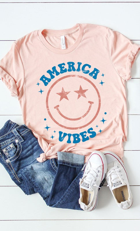 Vintage America Vibes Smiley Graphic Tee Kissed Apparel