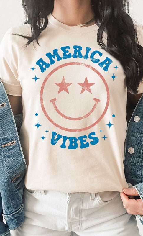 Vintage America Vibes Smiley Graphic Tee Kissed Apparel