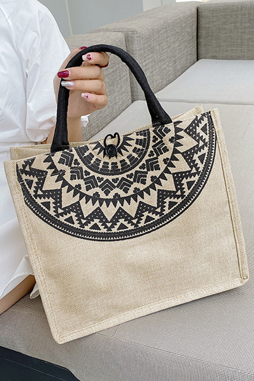 Khaki Jute Reusable Eco Friendly Tote Bag - Greta Bean & Co.
