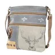 Deer And Mixed Fabrics Shoulder/Crossbody Bag - Greta Bean & Co.