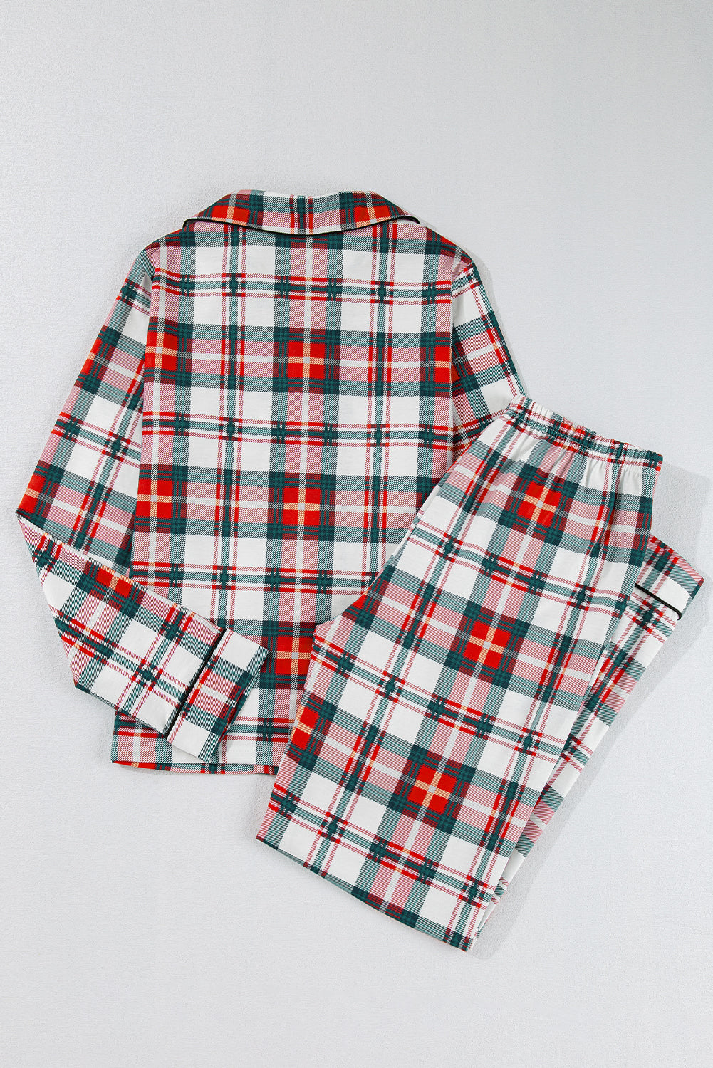 Red Christmas Plaid Print Two Piece Long Sleeve Pajamas Set Dear-Lover Dropshipping