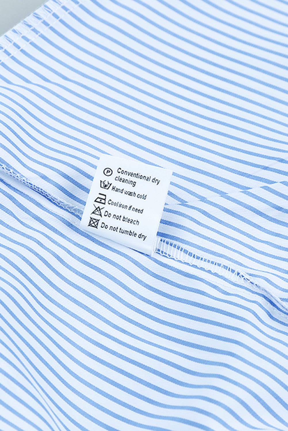 Sky Blue Smocked Cuffed Striped Boyfriend Shirt with Pocket Greta Bean & Co.