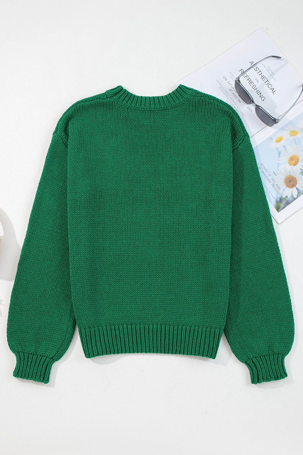 Evergreen Plaid Bow Graphic Christmas Sweater Dear-Lover Dropshipping