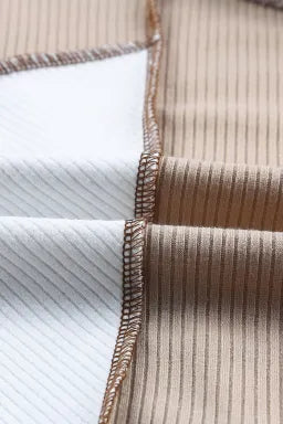 White & Tan Color Block Exposed Seam Long Sleeve Top Greta Bean & Co.