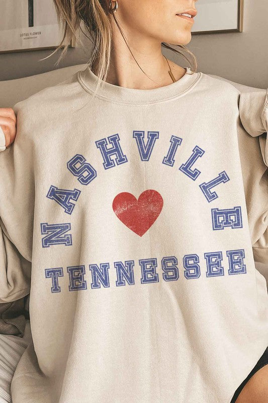 NASHVILLE TENNESSEE OVERSIZED SWEATSHIRT - Greta Bean & Co.