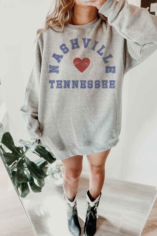 NASHVILLE TENNESSEE OVERSIZED SWEATSHIRT - Greta Bean & Co.
