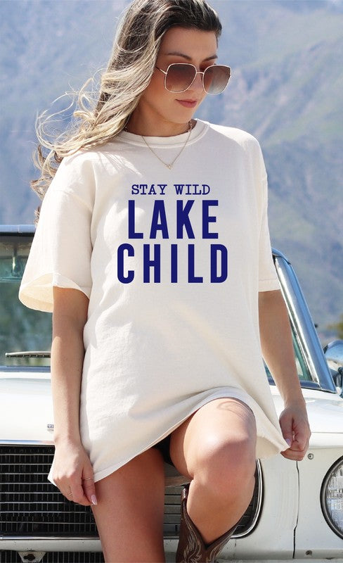 Stay Wild Lake Child Comfort Color Graphic Tee Ocean and 7th