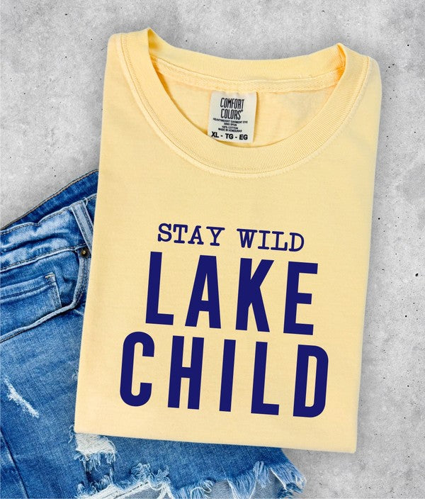 Stay Wild Lake Child Comfort Color Graphic Tee Ocean and 7th