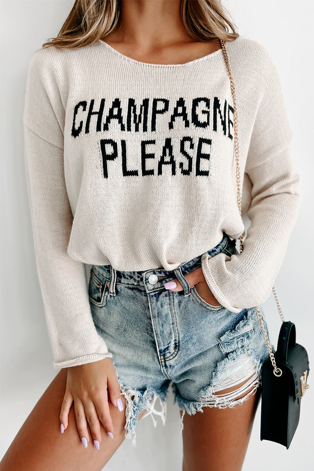 Snow White Champagne Please Graphic Sweater - Greta Bean & Co.