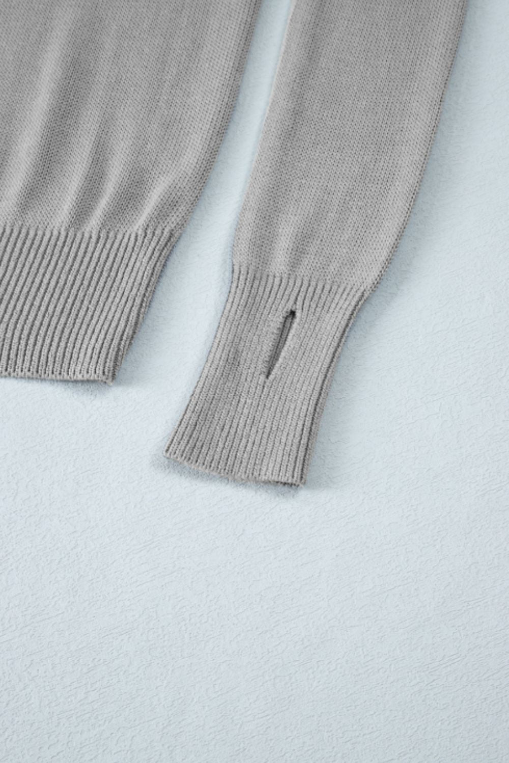 Ribbed Hem Round Neck Long Sleeve Sweater Trendsi