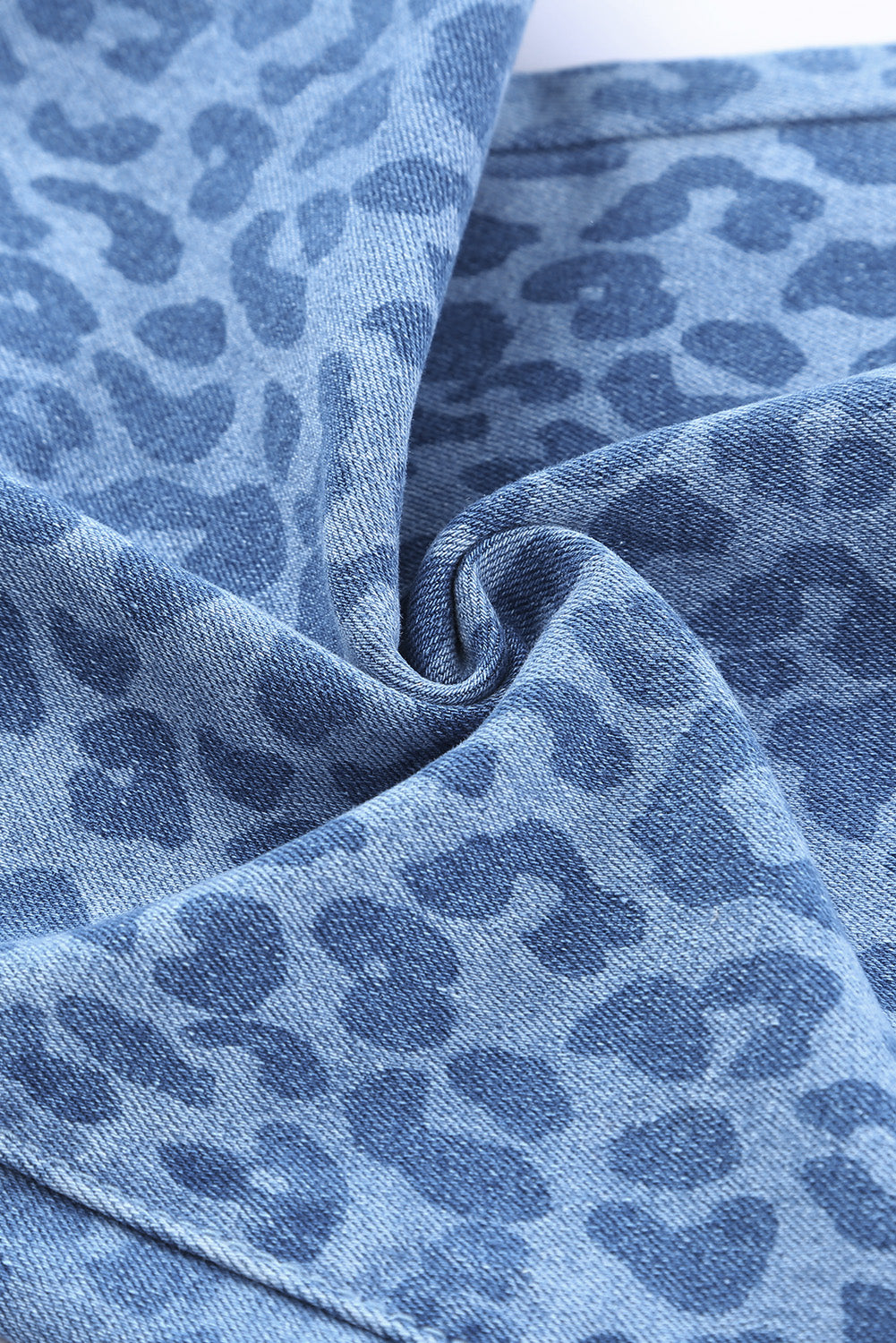 Sky Blue Leopard Print Raw Hem High Waist Flare Jeans Greta Bean & Co.