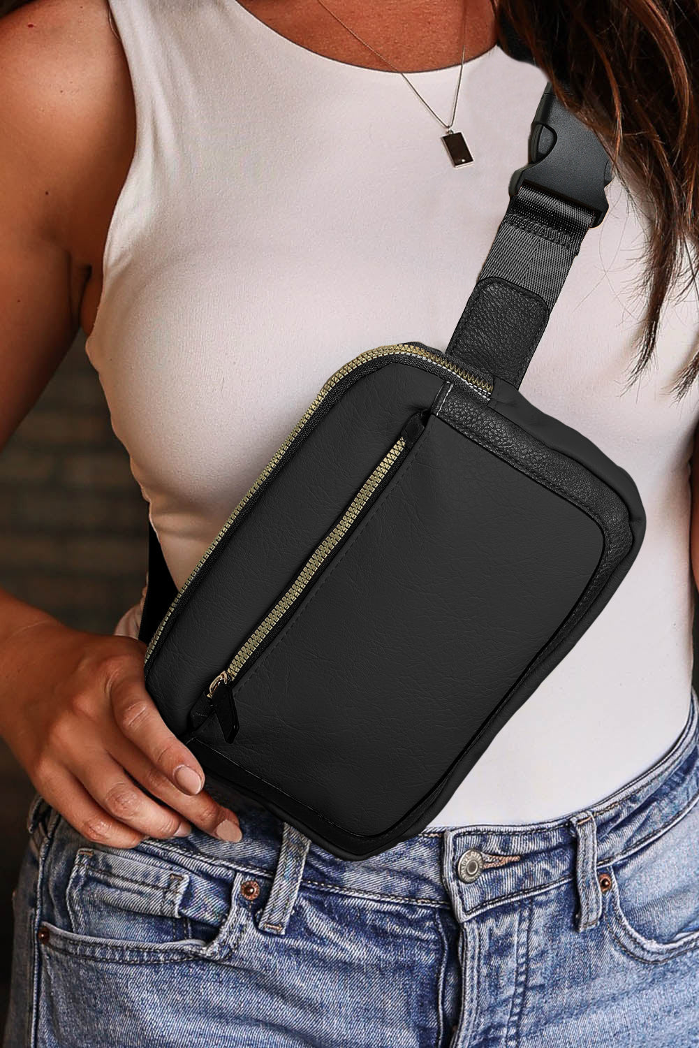 Black Minimalist Multi-zipped Crossbody Bag Greta Bean & Co.