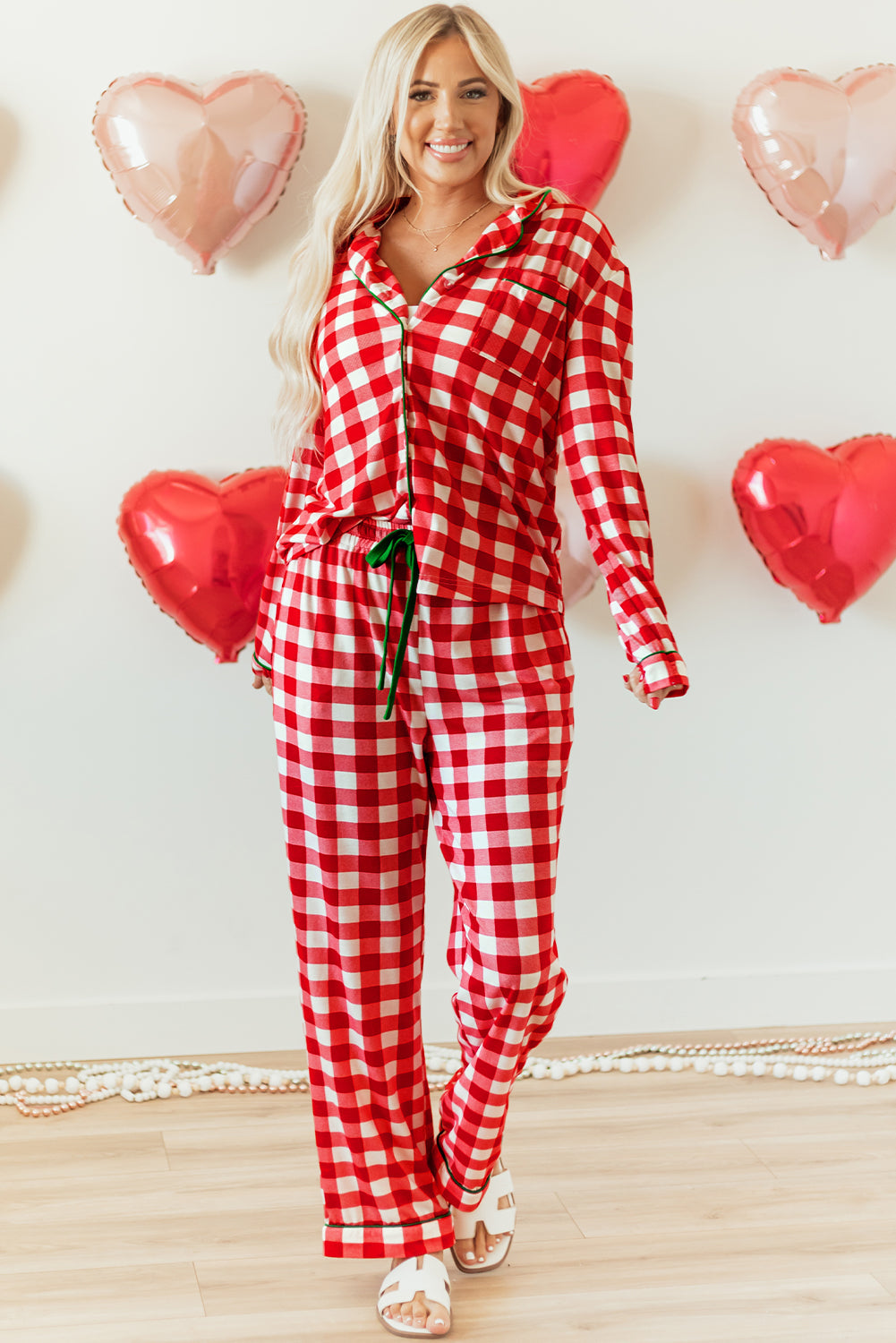 Light Green Christmas Plaid Print Shirt and Pants Pajama Set Dear-Lover Dropshipping