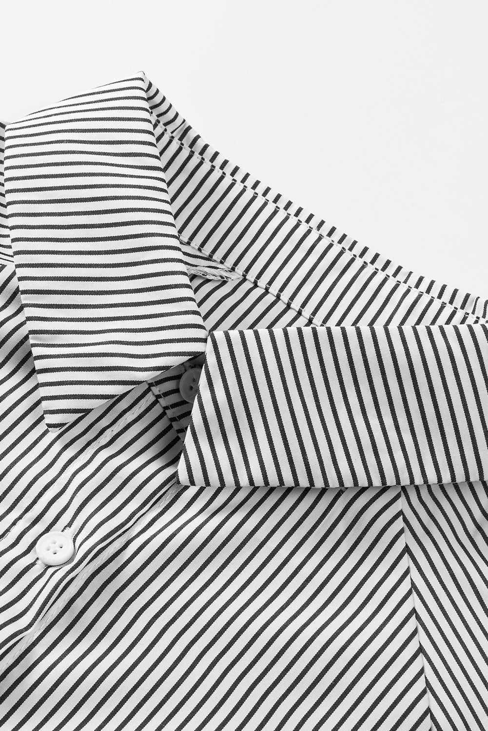 Black Striped Casual Shirred Cuffs Shirt Greta Bean & Co.