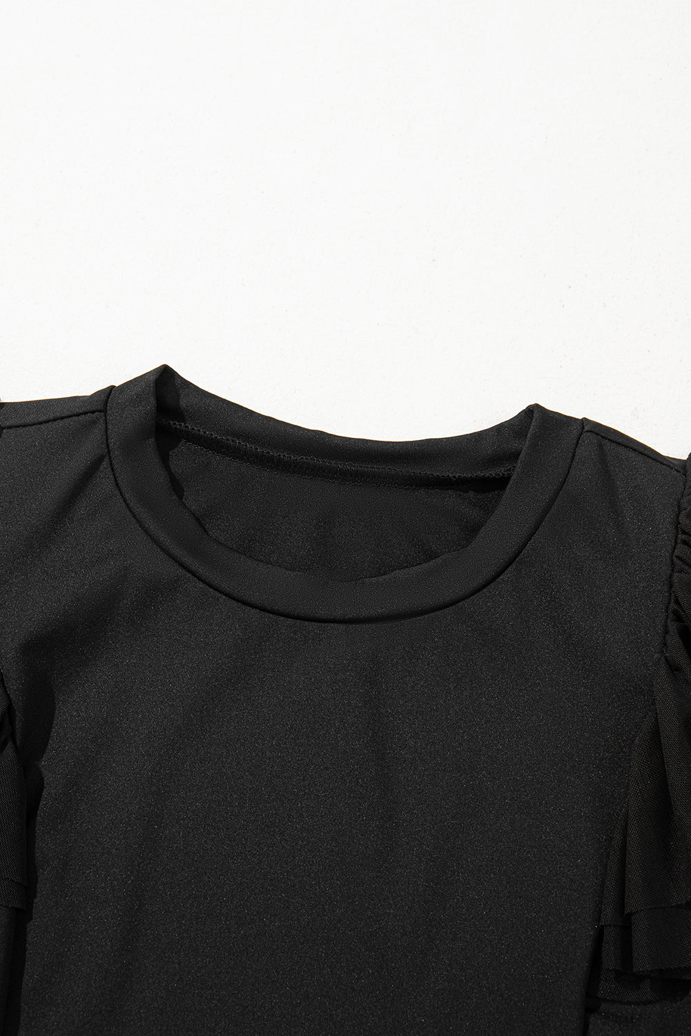Black Ruffled Mesh Sleeve Bodysuit Greta Bean & Co.