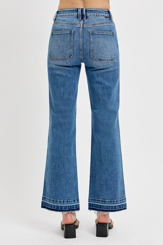 RISEN Raw Hem Ankle Bootcut Jeans - Greta Bean & Co.
